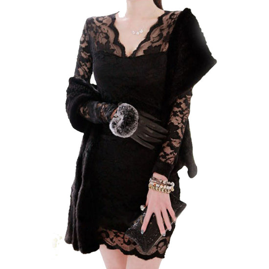 Autumn Elegance Lace Dress