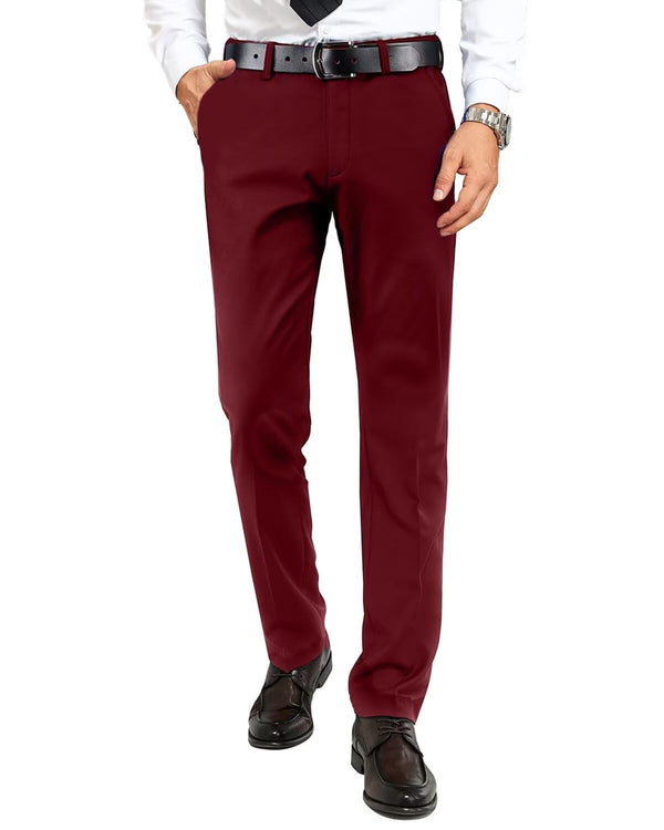 Burgundy Slim Fit Formal Trousers
