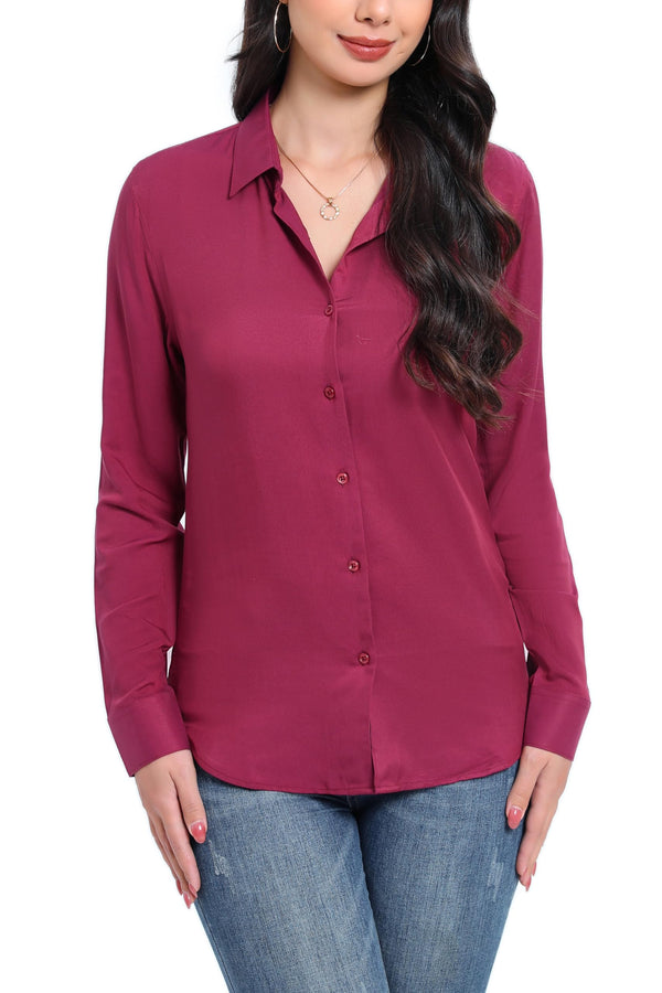 Silky Soft Women's Button-Down Shirt - Breathable & Stretch Fit