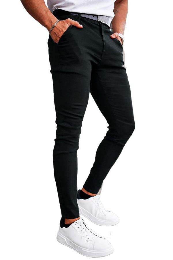 GINGTTO High Waist Men's Skinny Chinos in Black (28W32L)