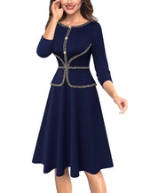 VFSHOW Women's 2024 Office Chic Peplum Dress - Navy XXL - Navy Blue / XX-Large