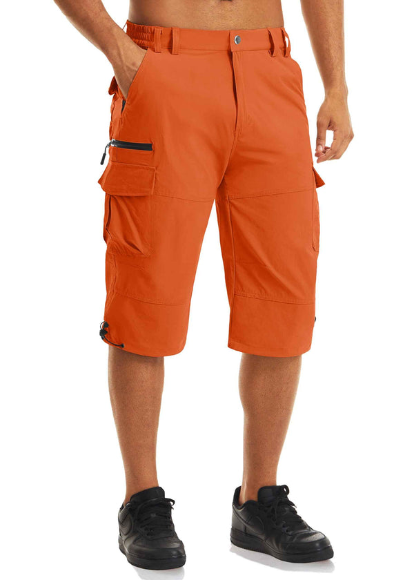 TrailFlex Men's Multi-Pocket Hiking Shorts - Orange