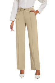 KICZOY Womens Stretch Business Slacks in A-Khaki