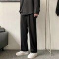 Men's Black Loose Straight Dress Pants for Office Casual