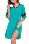 REGAI Women's Short Sleeve V-Neck Sleepshirt