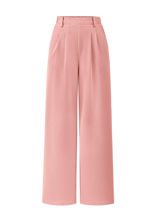 ELEGANZA Womens Soft Wide Leg Dress Pants (Pink, X-Large)