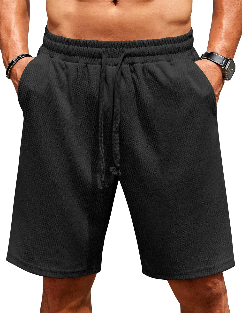 COOFANDY Men's Stretchy Drawstring Casual Shorts - Black