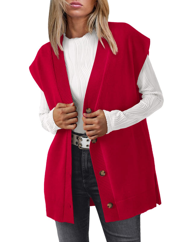 LILLUSORY Trendy Oversized Knit Vest Cardigan for Women 2024