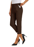 FlexFit Women's High Waist Stretch Capri Pants - Brown, Size 10