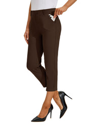 FlexFit Women's High Waist Stretch Capri Pants - Brown, Size 10