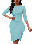 Yajedo Baby Blue Tie-Waist Midi Dress