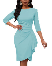 Yajedo Baby Blue Tie-Waist Midi Dress
