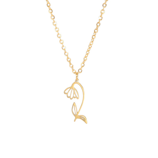kkjoy Birth Month Flower Necklace Stainless Steel 12 Month Birthday Flower Pendant Necklace Best Friend Necklace Jewellery Gifts for Women