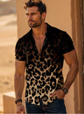 Four-sided Elastic Leopard Print Shirt Men