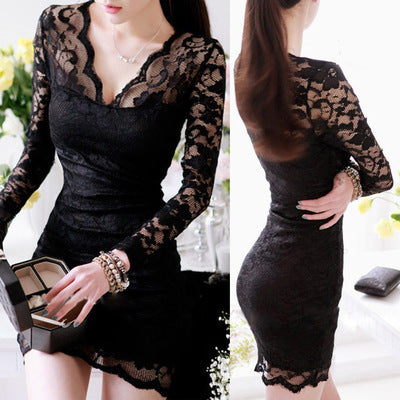 Autumn Elegance Lace Dress