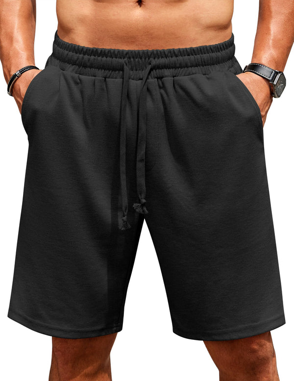 COOFANDY Men's Stretchy Drawstring Casual Shorts - Black