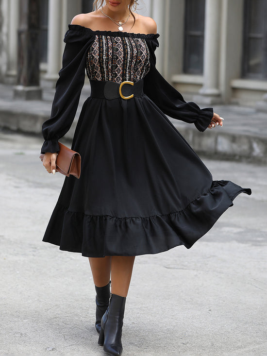 Chic Square-neck Midi Dress