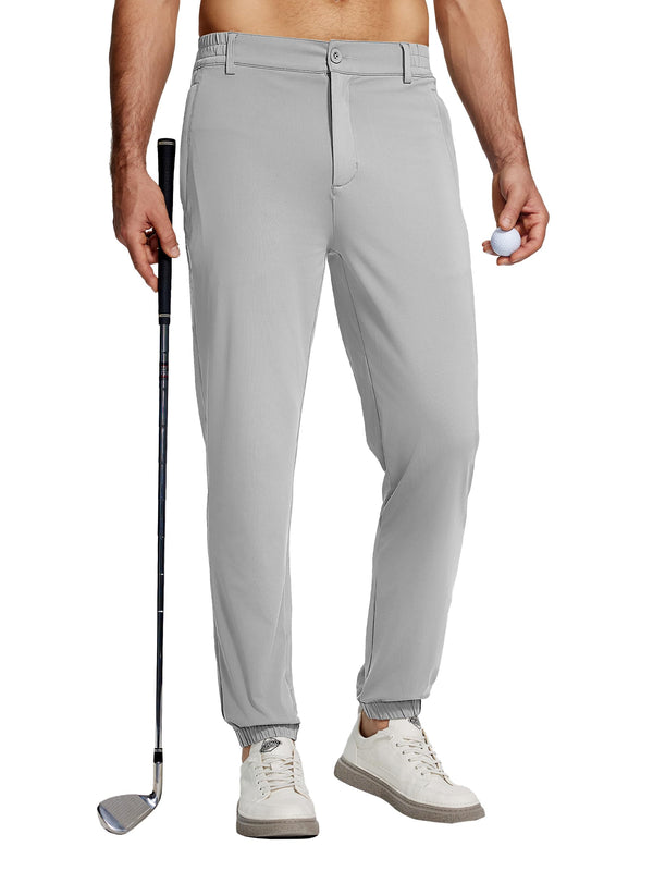 Mens Slim-Fit Stretch Golf Joggers with 4 Zip Pockets