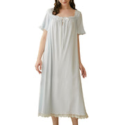Chic Princess Cotton Victorian Sleep Dress - Blue XL