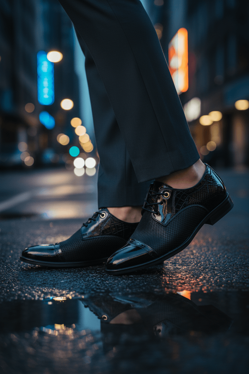 Shiny Pointed Dress Shoes for Men