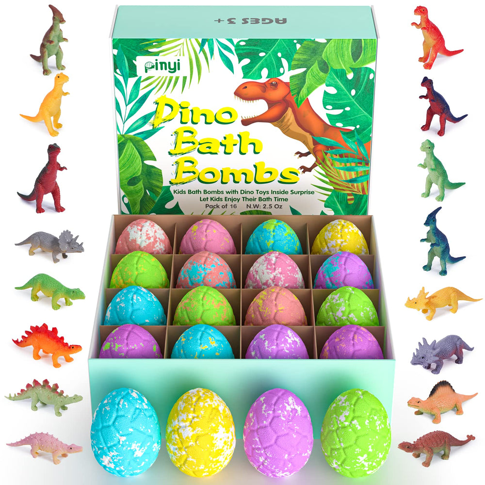 16-Piece Dinosaur Bath Bomb Kit with Toy Surprises