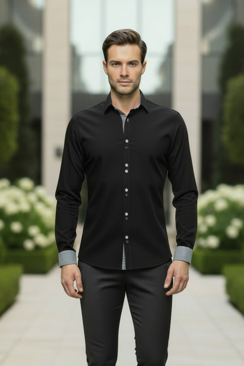 DiBanGu Sharp Contrast Men's Dress Shirt