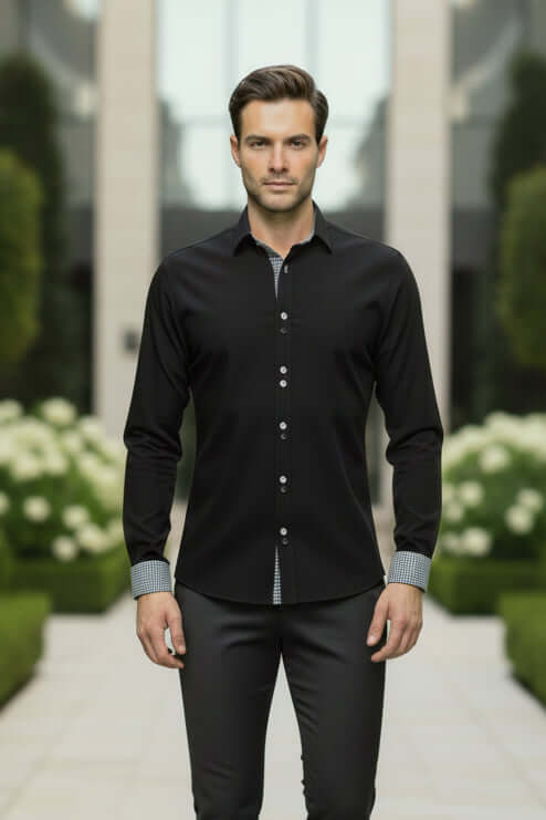 DiBanGu Sharp Contrast Men's Dress Shirt