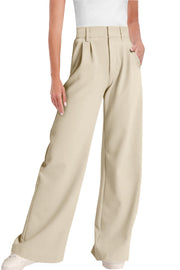 ELLEVEN High Waist Business Dress Pants - Wide Leg Apricot
