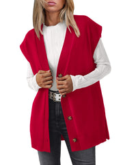 LILLUSORY Trendy Oversized Knit Vest Cardigan for Women 2024