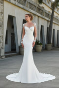 Thin Bride Simple Wedding Dress with Tail
