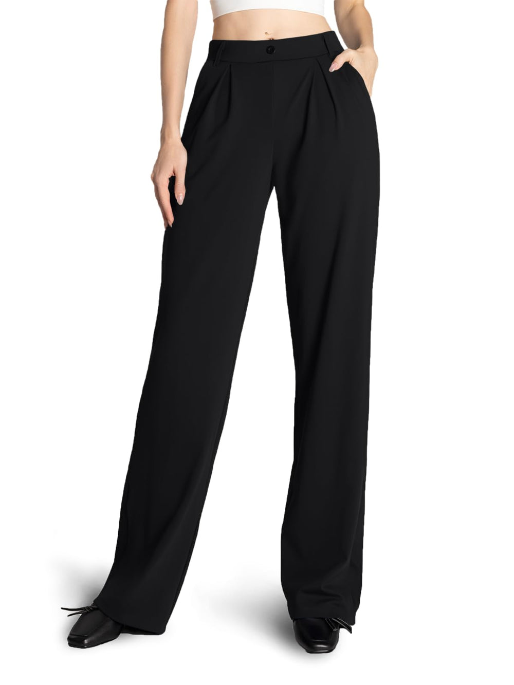 Safort Business Casual Wide Leg Trousers with Pockets Black XL